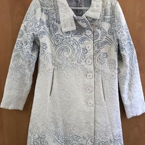 Desigual White and Light Blue Coat Sz 42